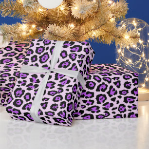 Stylish leopard animal print neon orchid purple wrapping paper