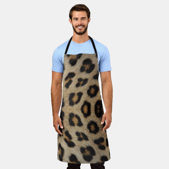 Stylish leopard animal print pattern trendy fun apron (Worn)