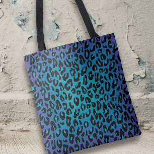 Stylish Leopard Animal Print Purple Ombre Girly Tote Bag