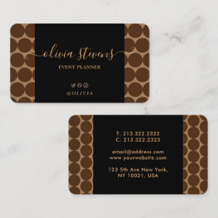 Stylish Leopard Brown Beige Polka Dots Signature Business Card