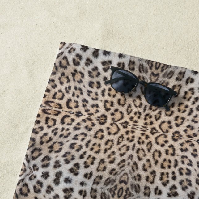 Stylish leopard cheetah fur animal print pattern beach towel (In Situ)