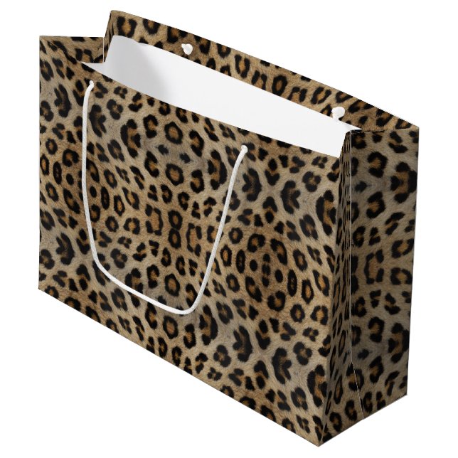 Stylish leopard cheetah fur animal print pattern large gift bag (Front Angled)