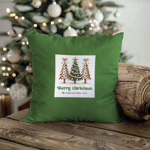 Stylish Leopard Christmas Holiday Custom Name Cushion