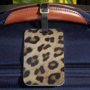 Stylish leopard fur animal print pattern trendy luggage tag