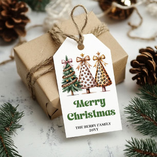 Stylish leopard pattern Christmas custom name gift Tags