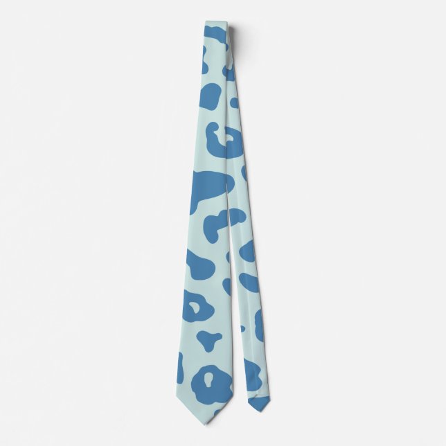 Stylish Leopard Print Animal Pattern in Blue  Tie (Front)