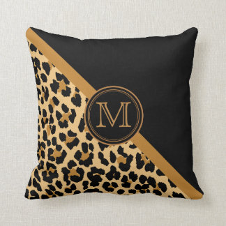 Stylish Leopard Print Custom Monogram Cushion