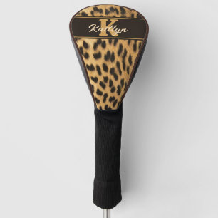Stylish Leopard Print Monogram Name Golf Head Cover