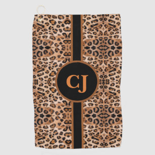 Stylish Leopard Print Personalised Golf Towel