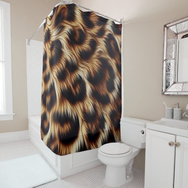 Stylish leopard print  shower curtain (In Situ)