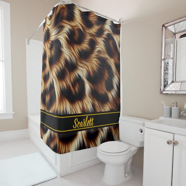 Stylish leopard print  shower curtain (In Situ)
