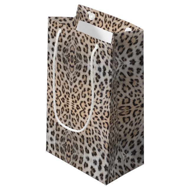 Stylish leopard skin fur animal print pattern chic small gift bag (Front Angled)