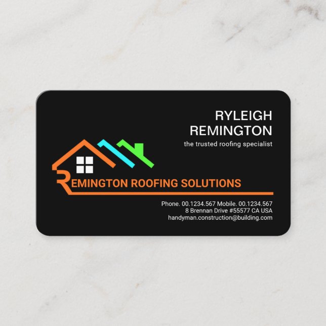 Stylish Letter-R Rooftop Construction Business Card (Front)