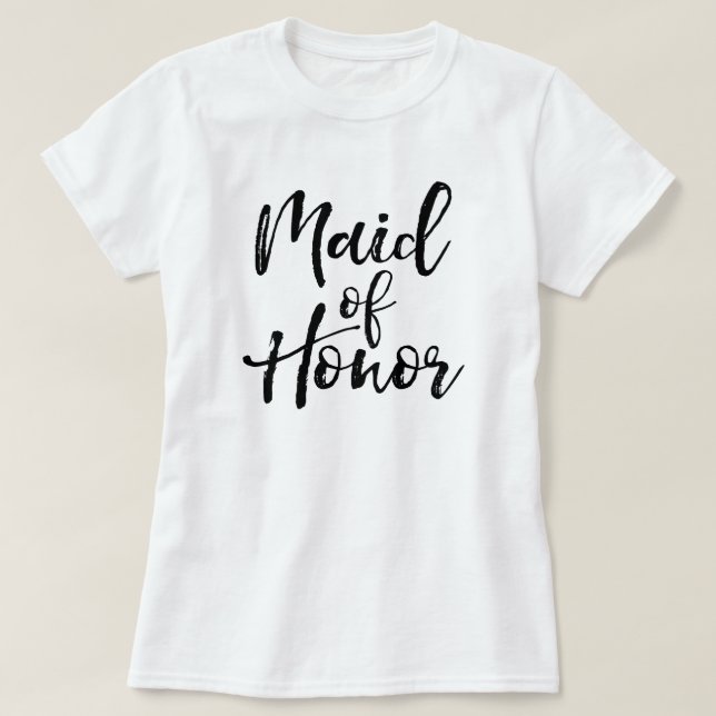 Stylish Lettering Brush Typography | Maid of Honou T-Shirt (Design Front)