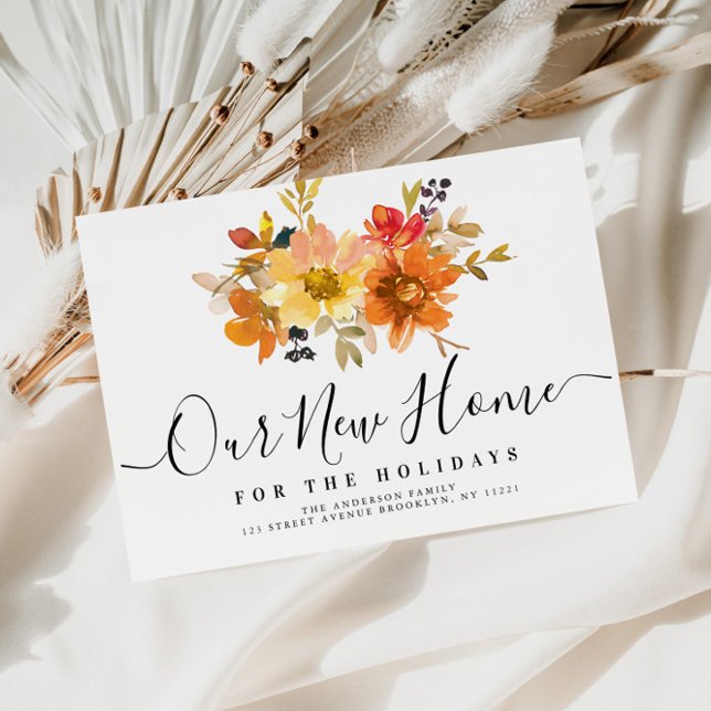 stylish lettering fall floral New Home Postcard (Creator Uploaded)