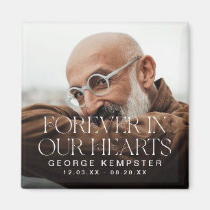 Stylish Lettering Forever in our Hearts' Memorial Magnet