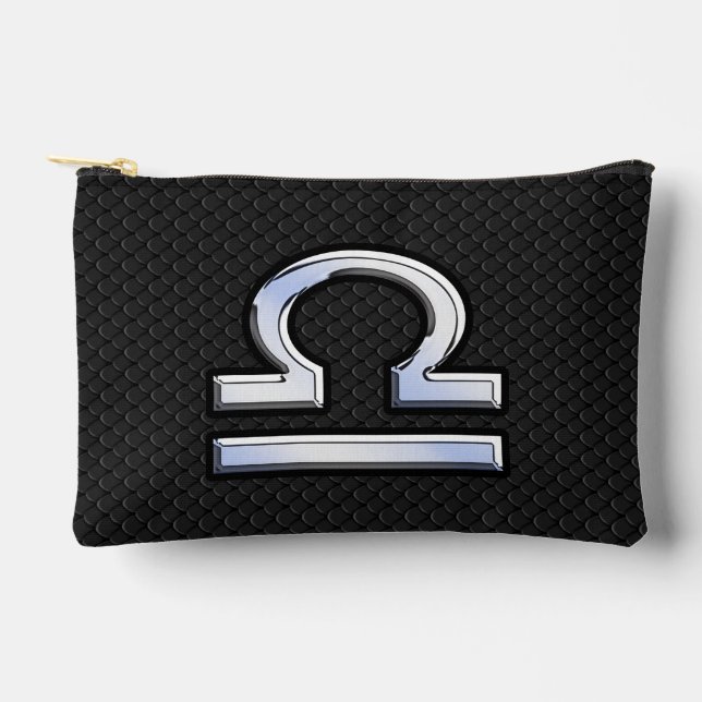 Stylish Libra Zodiac Sign Black Snake Skin Decor Accessory Pouch (Front)