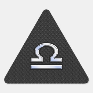 Stylish Libra Zodiac Sign Black Snake Skin Decor Triangle Sticker