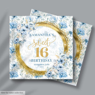 Stylish Light Blue Sweet Sixteen Sign In Book