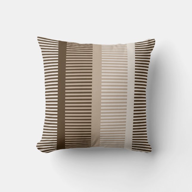 Stylish Light Brown Grey Stripes Cushion (Front)