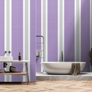 Stylish Light Grey Pastel Purple White Stripes Wallpaper