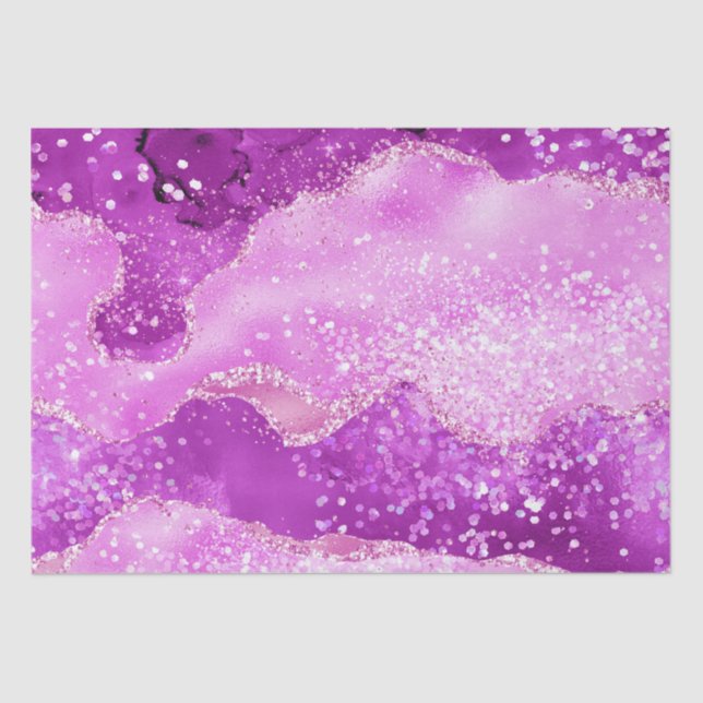 Stylish Light Magenta Pink Shimmer Glitter Agate Tissue Paper (Front)