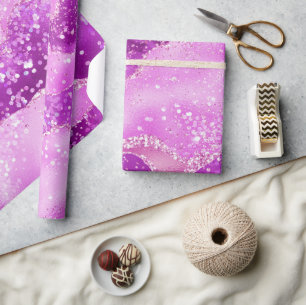 Stylish Light Magenta Pink Shimmer Glitter Agate Wrapping Paper