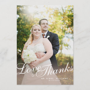 Stylish Light Modern Script Love Thanks Flat Card