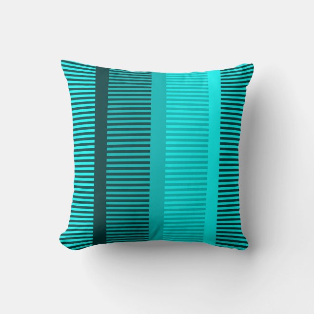 Stylish Light Teal Aqua Turquoise Stripes Cushion (Front)