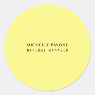 Stylish Light Yellow Simple Plain Professional Classic Round Sticker