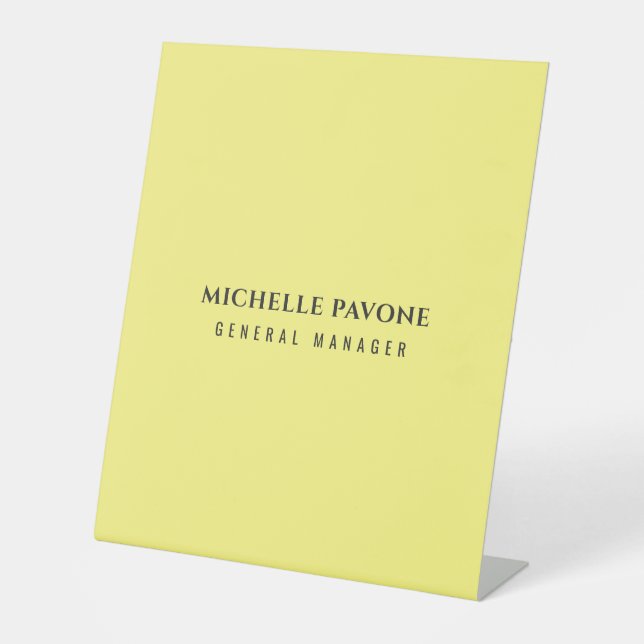 Stylish Light Yellow Simple Plain Professional Pedestal Sign (Front)
