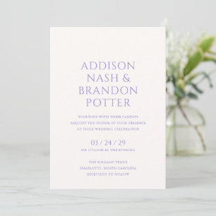 Stylish Lilac Modern Wedding Invitation