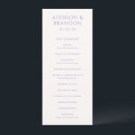 Stylish Lilac Modern Wedding Program<br><div class="desc">Elegant wedding program featuring a classic design with a simple layout.  Your names and wedding date are prominently displayed in a large traditional serif font.  The simplicity of this design is great for a formal wedding.</div>