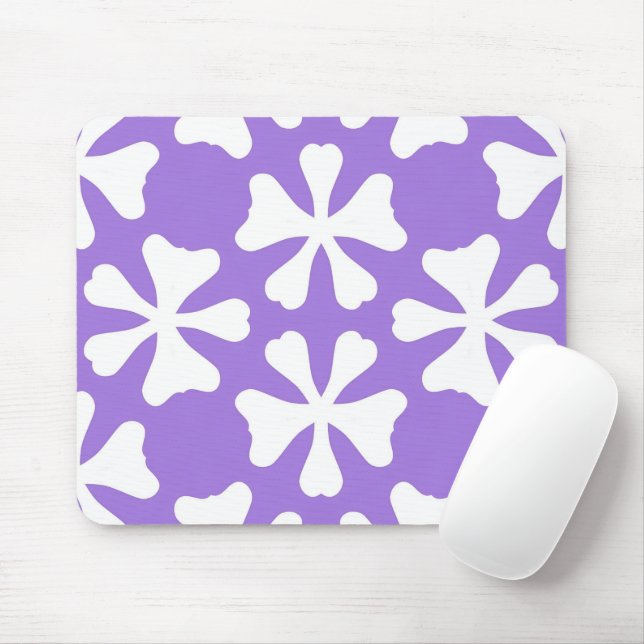 Stylish Lilac Purple and White Geometric Pattern Mouse Pad (With Mouse)