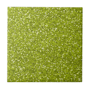 Stylish Lime Green Glitter Ceramic Tile