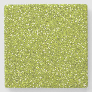 Stylish Lime Green Glitter Stone Coaster