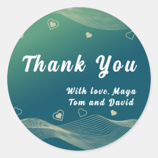 Stylish line and heart design thank you  classic round sticker