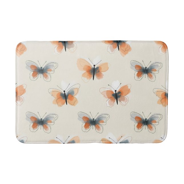 Stylish Line Art Butterflies Bath Mat (Front)
