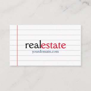 Stylish Lined Paper Real Estate Agent Professional Business Card