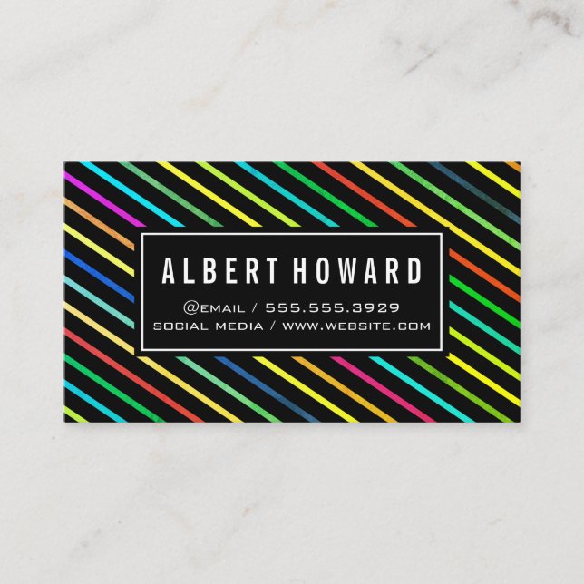 Stylish Lines Pattern / colourful Business Card (Front)