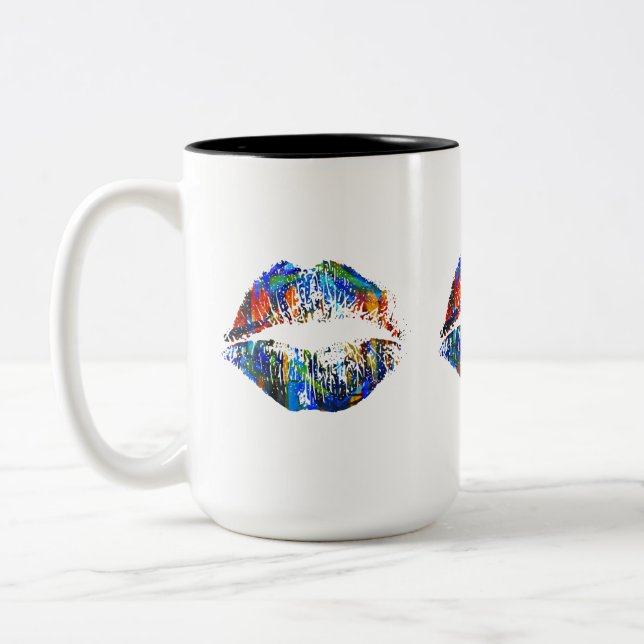Stylish Lips #36 Two-Tone Coffee Mug (Left)