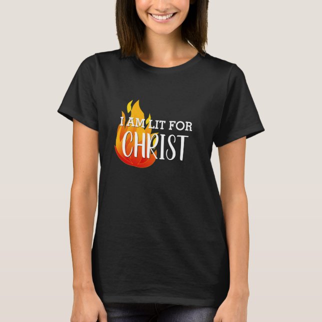 Stylish LIT FOR CHRIST Christian T-Shirt (Front)