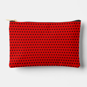 Stylish Little Black Dots Pattern On Lovely Red Accessory Pouch