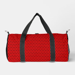 Stylish Little Black Dots Pattern On Striking Red Duffle Bag