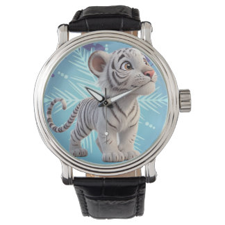 Stylish little white tiger wristwatch - perfect 