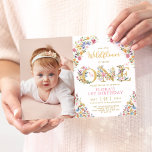 Stylish Little Wildflower Garden Girl 1st Birthday Invitation<br><div class="desc">This elegant design features cheerful watercolor wildflowers mixed with lush greenery foliage. Personalise the invite with your details and if you want to further re-arrange the style and placement of the text,  please press the "Click to customise further" button.</div>