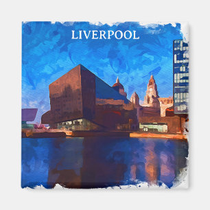 Stylish Liverpool England Panorama View Painting Magnet