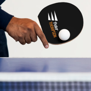 Stylish Logo Name Black Ping Pong Paddle