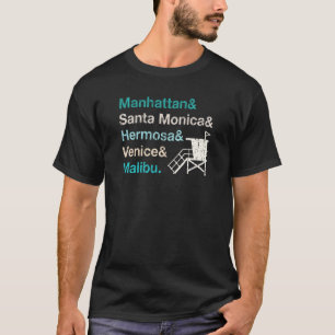 Stylish Los Angeles Beaches Ampersand List T-Shirt