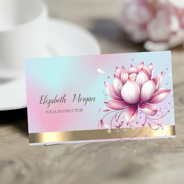 Stylish Lotus Flower Holographic Business Card (Creator Uploaded)